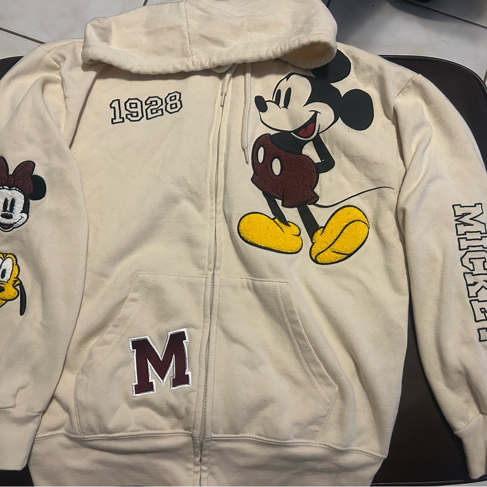 Disney Cream Hoodie with Mickey Mouse Design